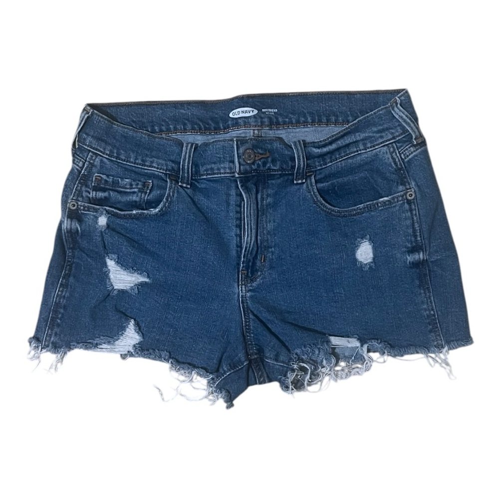 OLD NAVY Boyfriend Midrise Shorts Distressed in Medium Wash Cut Off Style